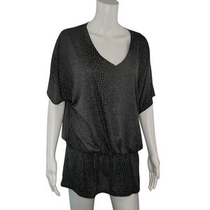 Kenneth‎ Cole Black & Gray Short Sleeve Top